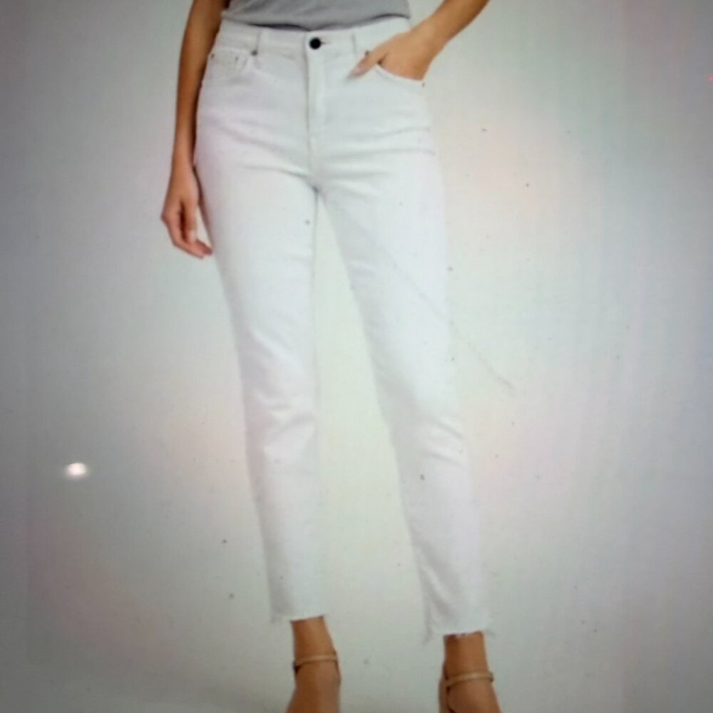 KUT From The Kloth Donna High Rise Ankle Skinny Jeans White Size 10